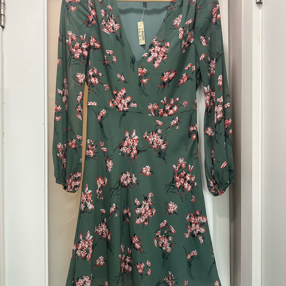 Madewell dark green floral dress.